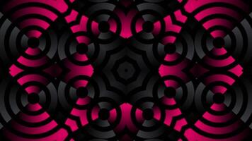 Dynamic abstract background with vibrant magenta shapes set against a sleek black background. Striking kaleidoscopic pattern perfect for technology, music, and entertainment projects. video