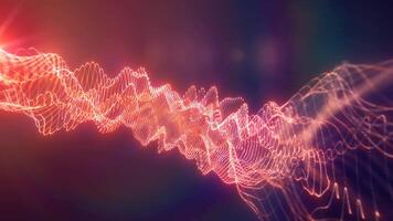 Dynamic orange and red glowing abstract waveforms on a dark background. Perfect for themes of technology, sound, and energy video