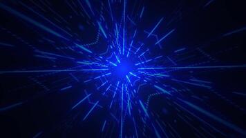 A futuristic blue grid network of blinking digital data lights and floating particles. Communications and connections concept technology motion background animation. video