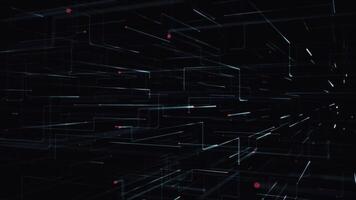 3D tech circuit board styled background with fast moving nodes streaming digital data. This modern technology motion background is a seamless loop. video
