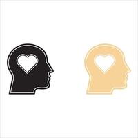 Head heart icon set. concept of love or amour good feeling and harmony with smile face, illustration on white background vector