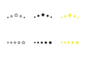 Five star customer product review icon set. Five star rating. Yellow 5 star flat icon for apps and websites. Quality, customer ratings feedback. vector