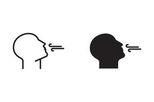 Breathing icon set. Breath difficulties sign. Respiration problems symbol. illustration on white background. vector