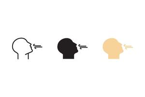 Breathing icon set.Breath difficulties sign. Respiration problems symbol. illustration on white background. vector