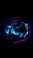 Abstract liquid-like form with neon blue and pink glow on a dark digital background. Futuristic and sci-fi inspired light shape video