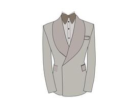 Men's light gray tuxedo suit on white background. Fashion theme fse in formal occasions such as wedor udings, business and so on. vector