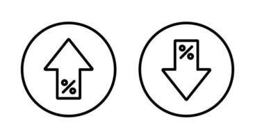 Up and down percent outline icon on circle line. Lower and higher arrow sign symbol vector