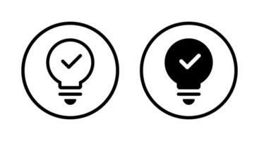 Insight, tip button icon on circle line. Light bulb with check mark symbol vector