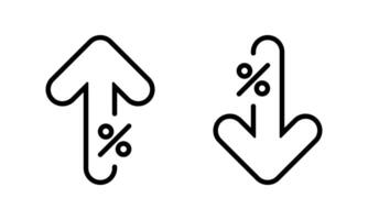 Percentage arrow up and down icon in line style. Percent growth and decline sign symbol vector