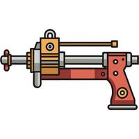 A red and orange machine gun on a white background vector