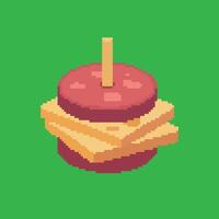 cheese and meat pixel art vector