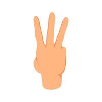 Three finger up or number count concept design illustration, Hand back view vector