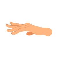 Flat illustration of a hand in a side view, positioned horizontally reaching for something vector