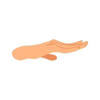 Flat illustration of a hand in a side view, positioned horizontally with fingers extended. vector
