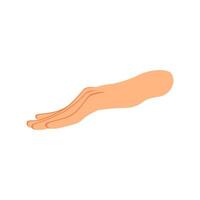 Illustration of a hand in a side view, positioned horizontally with fingers extended. vector