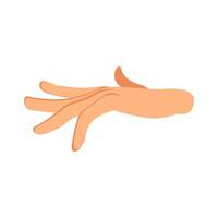 Flat illustration of a hand making a graceful reaching gesture, isolated on white background vector
