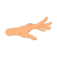 Flat design illustration of a hand making a graceful reaching gesture, isolated on white background vector