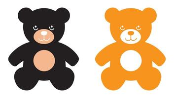 two teddy bears are shown in different colors vector