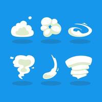 a collection of hand drawn wind and cloud icon design vector