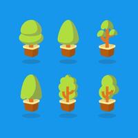 a set of tree and plant isometric icon design vector
