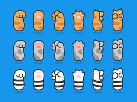 a set of paws cat and kitten design icon vector