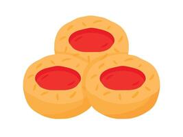 Thumbprint Cookies with Strawberry Jam for Nastar Kue Kering Lebaran Idul Fitri Illustration vector
