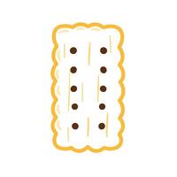Biscuit or Cracker with Chocolate Filling in Line Art Drawing Cute Cartoon Illustration vector