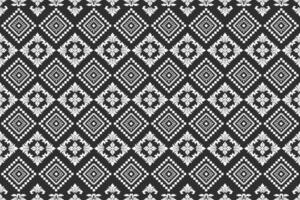 Seamless white floral and nature damask shape with geometric ethnic tradition pattern texture on black background vector