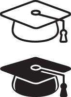 Graduation Cap Icons - Minimalist and Solid Mortarboard Design vector