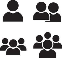 User and Group Icons Set - Minimalist People Silhouettes for UI UX 2 vector