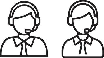 Call Center Representative Icons - Minimalist Customer Support Illustrations vector