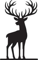 A silhouette of a deer with large antlers vector