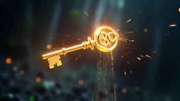 Golden Key Illuminated in Mystical Depths of an Enchanted Realm video