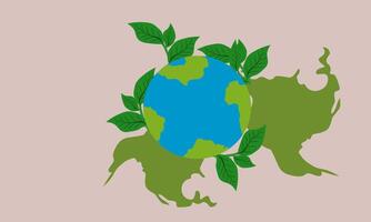 Earth Globe With Greenery. World environment day. Earth globe with greenery. Concept design for banner, poster, greeting card. vector