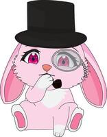 Cute Gentleman Rabbit In Hat And Monocle Bunny Character Mascot vector