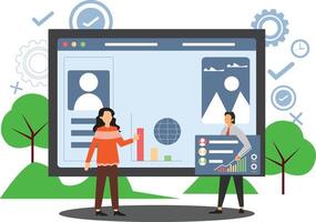 Web Development Team Flat Concept Illustration Website Developer vector