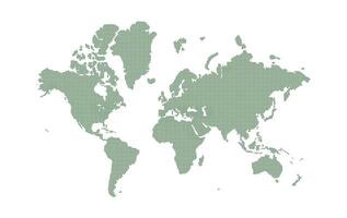 World map silhouette with green square pattern isolated on white background. Minimalist banner poster card project about Earth international holiday. vector