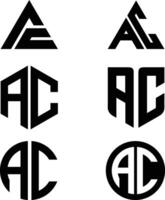 Initial letter ACR, AC with multiple shapes monogram logo design vector