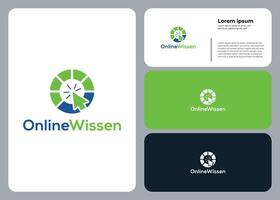 OnlineWissen logo with modern digital concept, featuring cursor and circular elements in blue and green vector