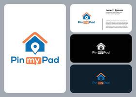 Pin My Pad logo with home and location pin in modern design vector