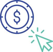 Dollar per click outline dual color icon vector