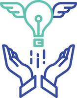 Idea flying outline dual color icon vector