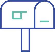 Mail box outline dual color icon vector