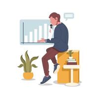 man presentation, discussion for data analysis flat design illustration vector