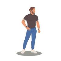 handsome man character standing posing with stylish outfits vector