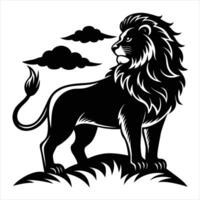 Lion standing on the grass vector