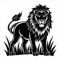 Lion standing in the grass vector