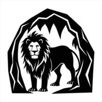Lion in cave illustration vector