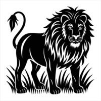 Lion standing in the grass vector