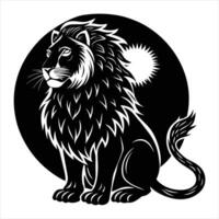 Lion in the yin yang symbol vector